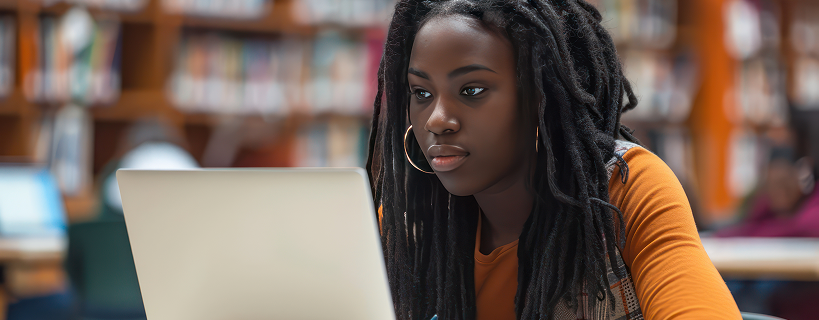 Student preparing for a language test